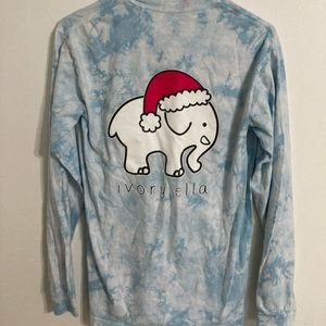Ivory Ella size small blue and white tie dye  Christmas holiday long sleeve